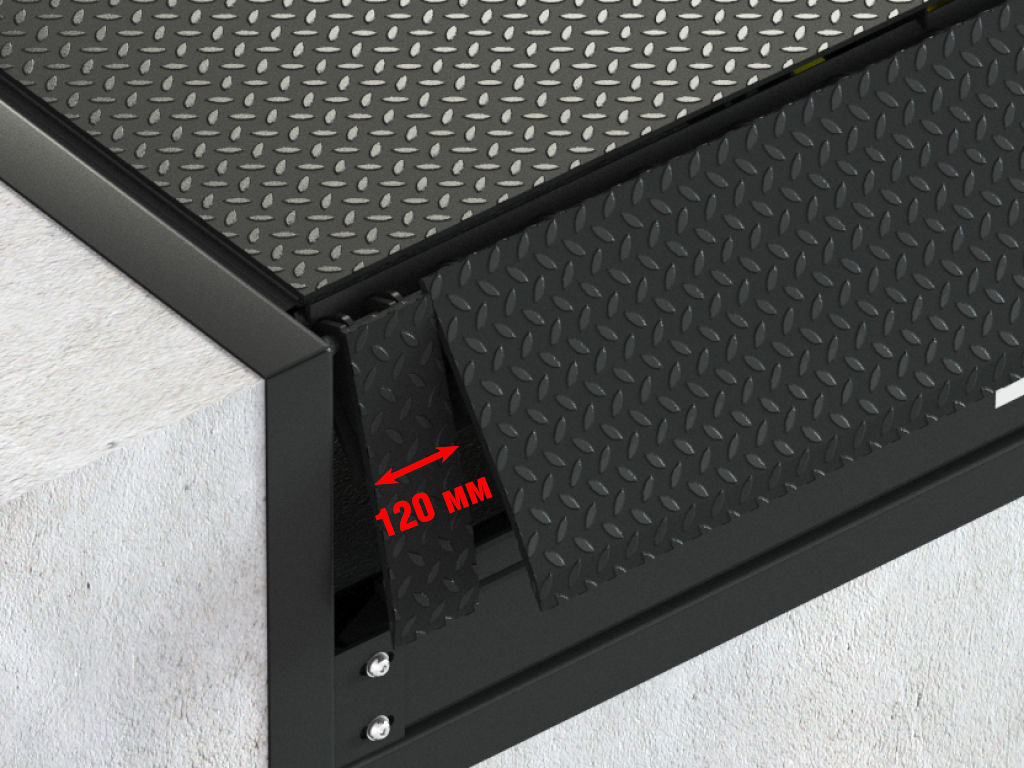 Segmentli rampa. Fasка 35 mm. 3 segmentdan iborat. Bir yoki ikkita yon segmentni yig‘ish platformani standartdan torroq avtomobillar bilan ishlatishga imkon beradi. Faqat 6 000 kg yuk ko‘tarish qobiliyatiga ega platformalar uchun mavjud.